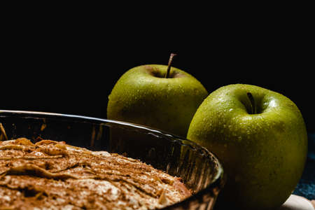 Sweet homemade apple cake with cinnamonの写真素材