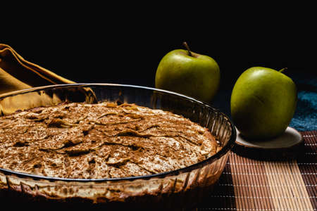 Sweet homemade apple cake with cinnamonの写真素材