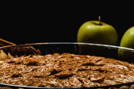 Sweet homemade apple cake with cinnamonの写真素材
