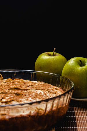 Sweet homemade apple cake with cinnamonの写真素材