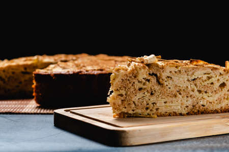 Sweet homemade apple cake with cinnamonの写真素材