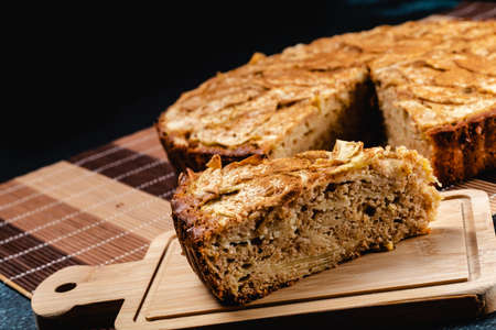 Sweet homemade apple cake with cinnamonの写真素材