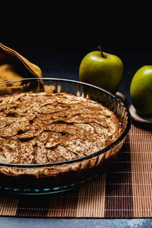 Sweet homemade apple cake with cinnamonの写真素材