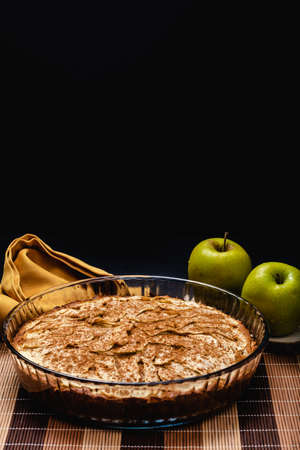 Sweet homemade apple cake with cinnamon. Copy spaceの写真素材
