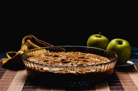 Sweet homemade apple cake with cinnamonの写真素材