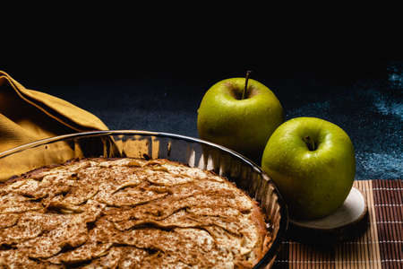 Sweet homemade apple cake with cinnamonの写真素材