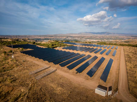 Solar thermal power station of Guadix, Spain. The Andasol solar power station is Europe's first commercial parabolic trough solar thermal power plant, locatedの写真素材