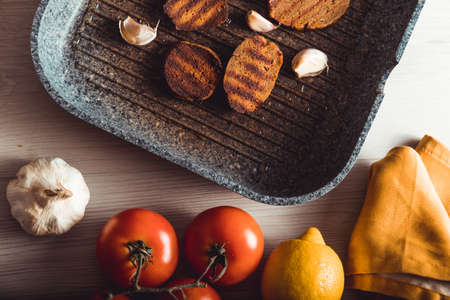 cooked seitan dishes, vegan and vegetarian foodの写真素材