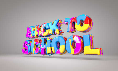 Back to school, colorful concept - 3D rendering, 3D illustrationの写真素材