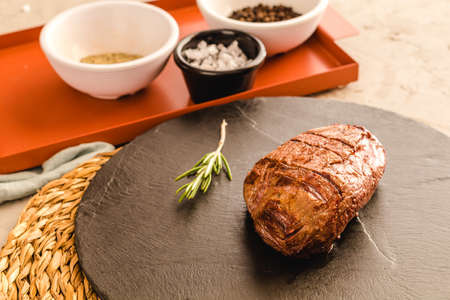 Angus beef sirloin steak, charcoal-grilledの写真素材