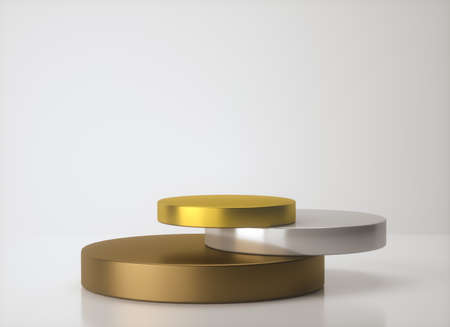 Stage Podium Scene for Award Ceremony on white Background. 3d render.の写真素材