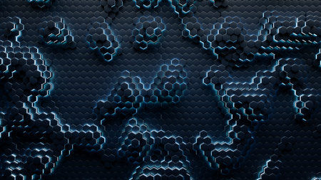 Abstract technological hexagonal background. 3d rendering
