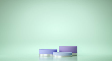 Mockup geometric shape podium for product design with blue background, 3d rendering.