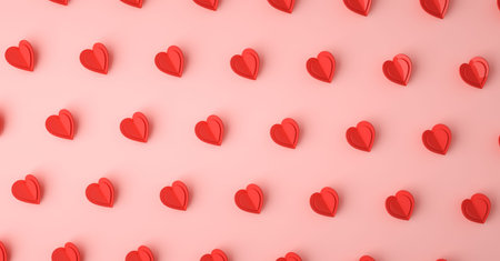 Heart love symbol 3D rendering pattern, Valentines Day concept poster, banner or background