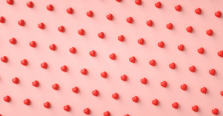 Heart love symbol 3D rendering pattern, Valentines Day concept poster, banner or background