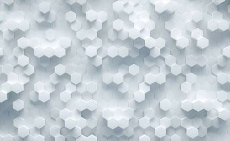 3D Illustration. White geometric hexagonal abstract background. Futuristic and technology concept.の写真素材