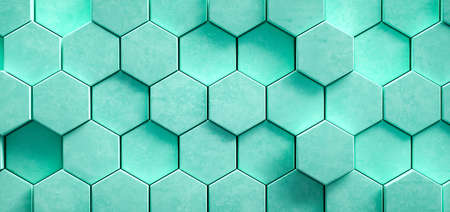 3D Illustration. White geometric hexagonal abstract background. Futuristic and technology concept.の写真素材