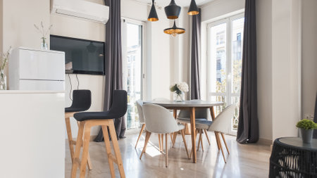 Inside view of a modern apartment. Modern architect and interior design concept.の写真素材