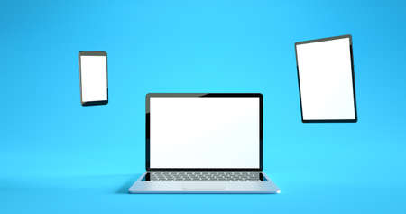 Full screen smartphone, tablet and laptop mockup design. Digital device setの写真素材