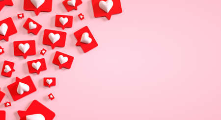 Social media marketing template with copyspace and a heap of like buttons. 3d renderの写真素材