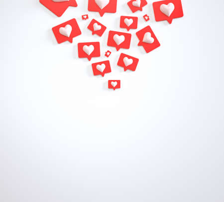 Social media marketing template with copyspace and a heap of like buttons. 3d renderの写真素材