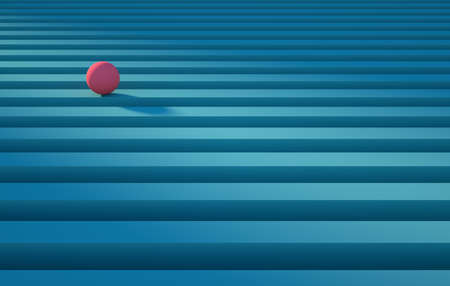 3D Illustration. Geometric pink sphere rolling over a blue stripe. Abstract background concept. 3d renderの写真素材