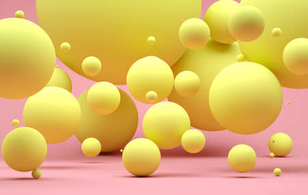 Abstract background with pink spheres with different sizes. Modern background design. 3d renderの写真素材