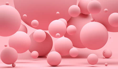 Abstract background with pink spheres with different sizes. Modern background design. 3d renderの写真素材