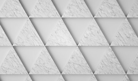 White background with marble triangles. 3d renderingの写真素材