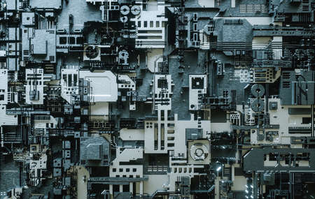 3D Illustration. Electronic motherboard. Abstract digital technology background.の写真素材