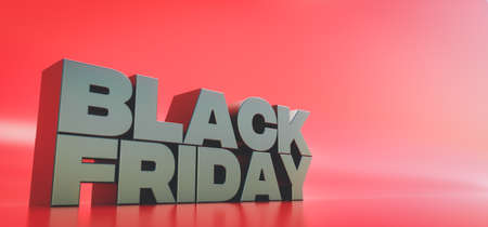 3d render. Banner for Black Friday sale. Design for promotion or advertising with copy spaceの写真素材