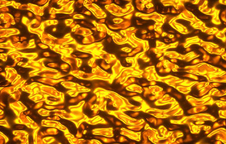 Volumetric wavy golden fluid. Liquid gold or lava simulation. 3d renderの写真素材