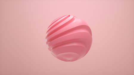 3d render. Pastel colored sphere with twisted lines on an isolated background. Minimalist designの写真素材