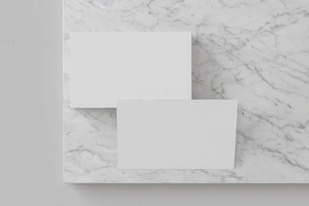 3D Illustration. Blank white business cards mockups. Elegant modern template for branding identity.の写真素材