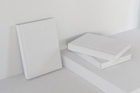 3D Illustration. Set of three blank white hardcover books mockup. Template ready for your design.の写真素材