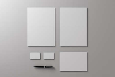 3d illustration. White stationery mock-up. Template for branding design. Business concept.の写真素材