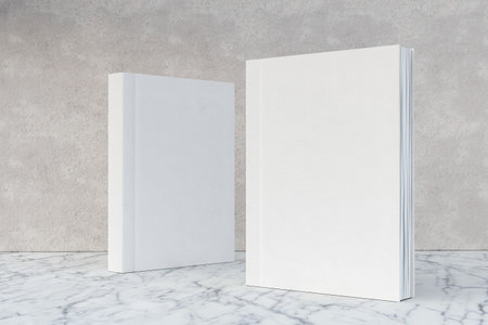 3D Illustration. Mockup of two blank hardcover books for design presentation.の写真素材