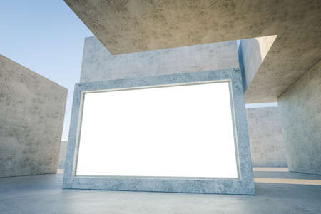 3d render. Mockup of a blank advertising screen panel. Ad and promotion concept.の写真素材