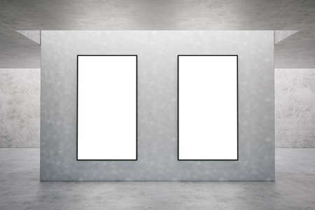 3D Illustration. Mockup of two vertical blank advertising posters or screens. Ad and promotion concept easy to edit.の写真素材