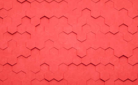 Red Abstract modern honeycomb, for background. 3D illustrationの写真素材