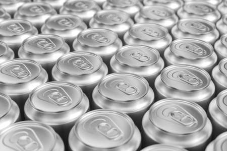 3D illustration. Set of metallic aluminum tin cans. Beverage cans.の写真素材