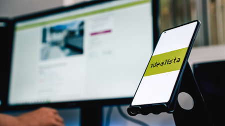 Granada, Spain; June 4, 2022: Idealista app on smartphone display screenのeditorial素材
