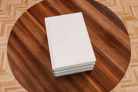 3D Illustration. Pile of blank white hardcover books mockup.の写真素材
