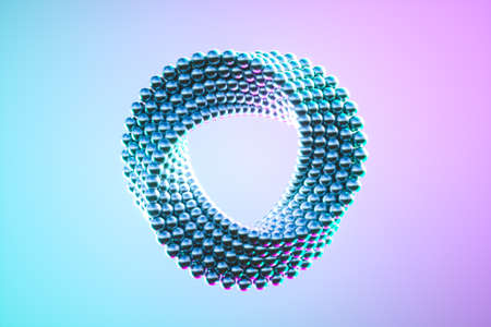 Geometric loop made of small metallic beads. 3d renderの写真素材