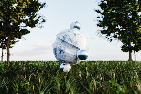 3D Illustration. Abstract sphere on a nature background.の写真素材