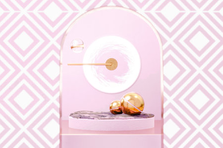 3D Illustration. Abstract scene with podium for product presentation.の写真素材