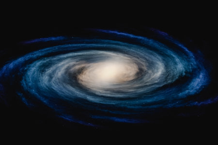 3D galaxy on black backgroundの写真素材