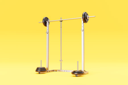 Metal squat rack with weight platesの写真素材