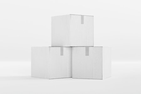 Mock up Carton box on white background 3d render
