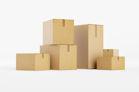 Blank cardboard boxes in white background.3d render